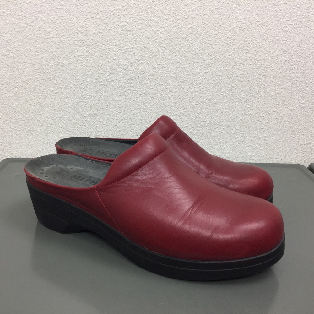 Mephisto Satty Red Leather Clogs Shoes 40 / 9.5-10